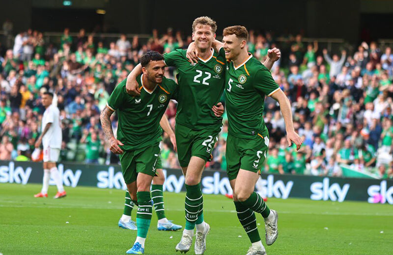 Ireland’s victory over Qatar overshadowed by protests at Aviva Stadium
